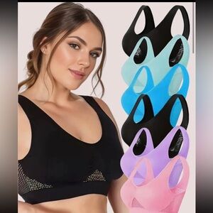 Women's Mesh Sports Bra - Black, Blue, Purple, Pink
